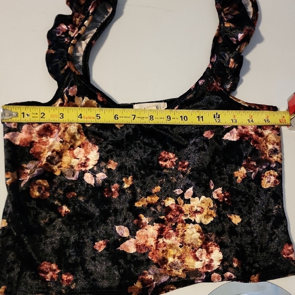 La Hearts Black and Gold Ruffled Bustier Tank - Picture 3 of 5